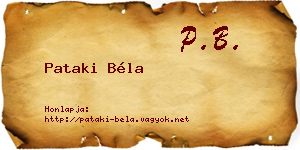 Pataki Béla névjegykártya